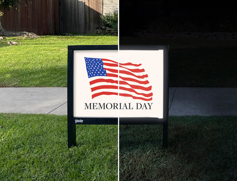 American Flag Yardsy Sign - Day Night