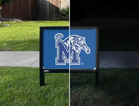 Memphis M Tiger Blue Yardsy Sign - Day Night