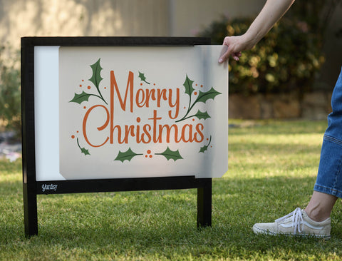 Merry Christmas Holly Yardsy Sign - Interchangeable