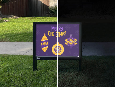 Merry Christmas LSU Ornaments Holiday Yardsy Sign - Day Night