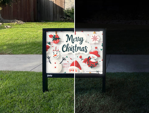 Merry Christmas Ornaments Holiday Yardsy Sign - Day Night