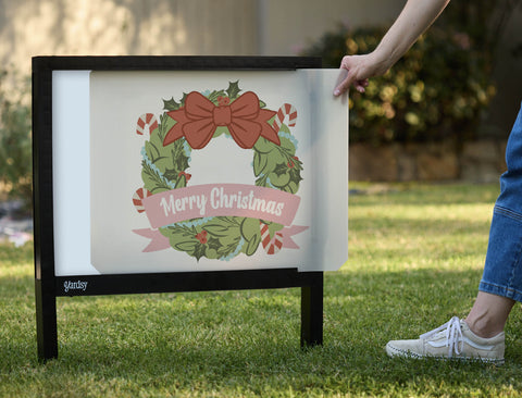 Merry Christmas Wreath Yardsy Sign - Interchangeable