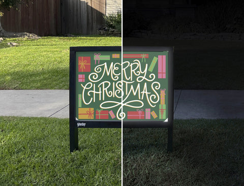 Merry Christmas Yardsy Sign - Day Night