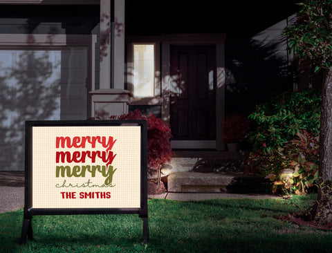 Merry Merry Merry Christmas Custom Yardsy Sign