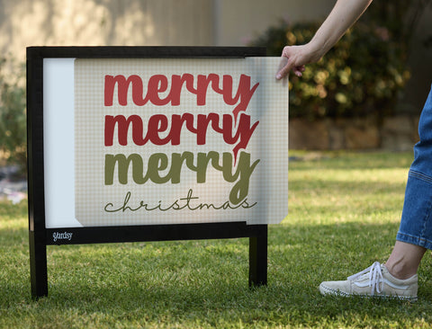 Merry Merry Merry Christmas Yardsy Sign - Interchangeable