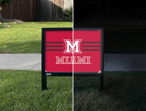 Miami M Red Yardsy Sign - Day Night