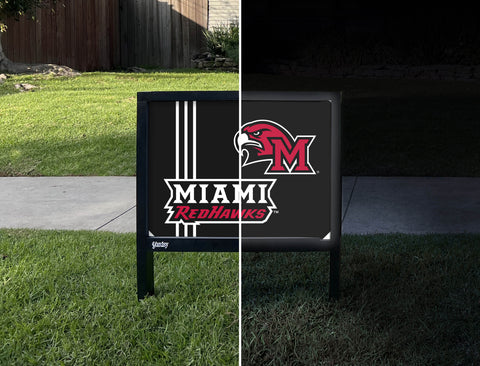 Miami RedHawks M Mascot Black Yardsy Sign