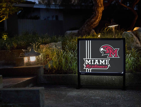 Miami RedHawks M Mascot Black Yardsy Sign