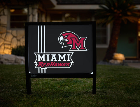 Miami RedHawks M Mascot Black Yardsy Sign