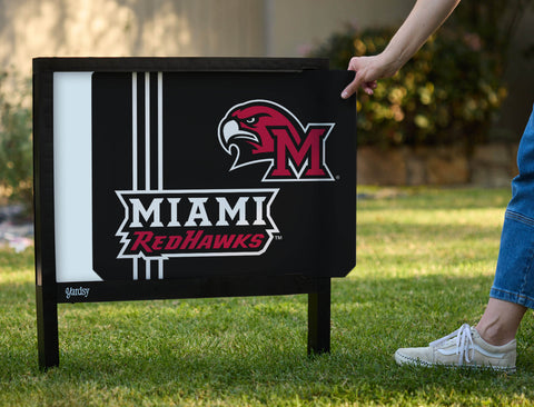 Miami RedHawks M Mascot Black Yardsy Sign