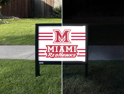 Miami RedHawks M White Yardsy Sign - Day Night