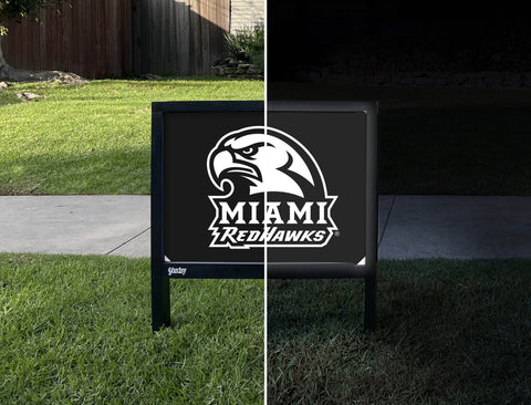 Miami RedHawks Black Yardsy Sign - Day Night