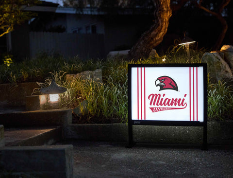 Miami University RedHawks Script White Yardsy Sign - Flat Feet