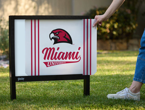 Miami University RedHawks Script White Yardsy Sign - Interchangeable