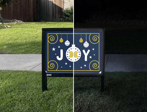Michigan Christmas Joy Yardsy Sign - Day Night