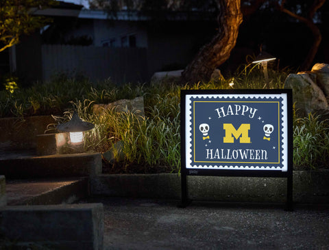 Michigan Happy Halloween Skulls Yardsy Sign - Flat Feet