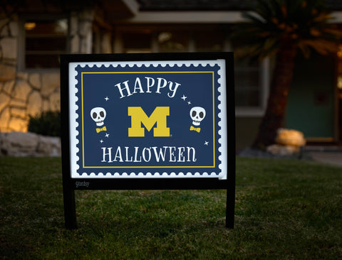 Michigan Happy Halloween Skulls Yardsy Sign - Hero