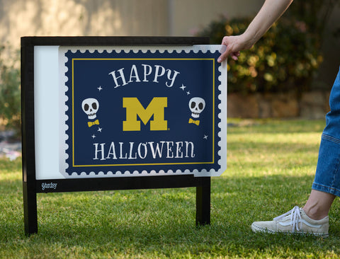 Michigan Happy Halloween Skulls Yardsy Sign - Interchangeable