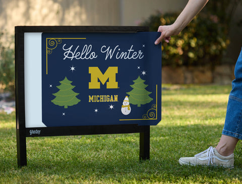 Michigan Hello Winter Yardsy Sign - Interchangeable