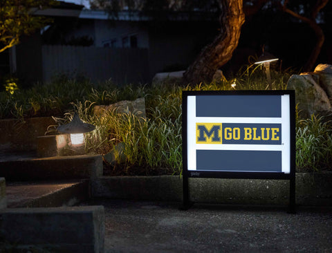 Michigan M Go Blue Block Blue Yardsy Sign - Flat Feet