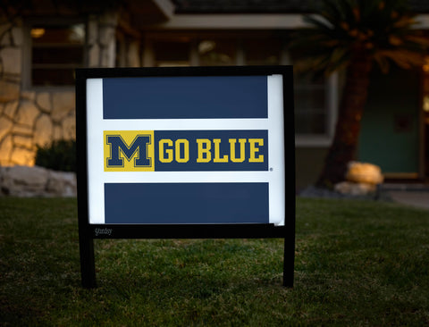 Michigan M Go Blue Block Blue Yardsy Sign - Hero