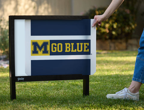 Michigan M Go Blue Block Blue Yardsy Sign - Interchangeable