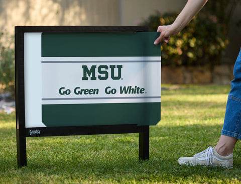 Michigan State MSU Go Green Go White Green Yardsy Sign - Interchangeable