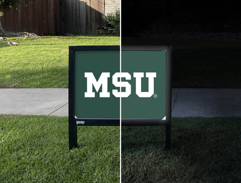 Michigan State MSU Green Yardsy Sign - Day Night
