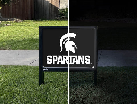 Michigan State Spartans Black Yardsy Sign - Day Night