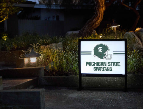 Michigan State Spartans Helmet Stripes White Yardsy Sign - Flat Feet