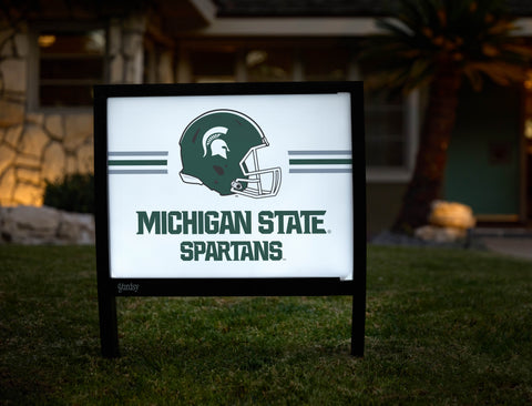Michigan State Spartans Helmet Stripes White Yardsy Sign - Hero