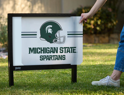 Michigan State Spartans Helmet Stripes White Yardsy Sign - Interchangeable