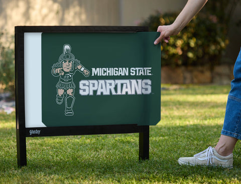 Michigan State Spartans Mascot Green Yardsy Sign - Interchangeable