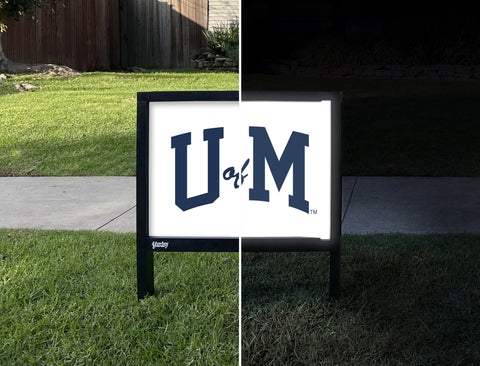 Michigan U Of M White Yardsy Sign - Day Night