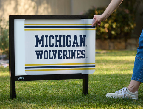Michigan Wolverines Block White Yardsy Sign - Interchangeable