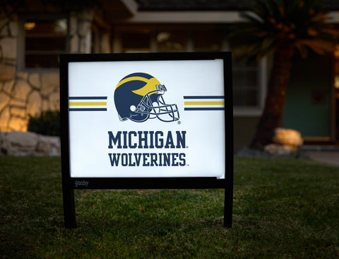 Michigan Wolverines Helmet White Yardsy Sign - Hero