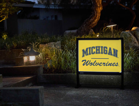 Michigan Wolverines Script Maize Yellow Yardsy Sign - Flat Feet