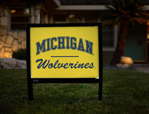 Michigan Wolverines Script Maize Yellow Yardsy Sign - Hero
