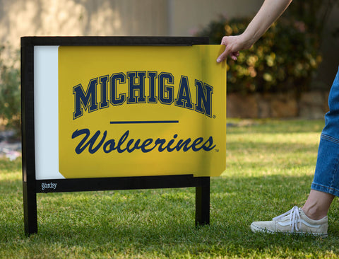 Michigan Wolverines Script Maize Yellow Yardsy Sign - Interchangeable