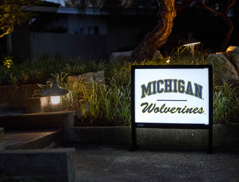 Michigan Wolverines Script White Yardsy Sign - Flat Feet