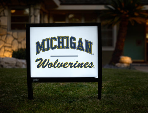 Michigan Wolverines Script White Yardsy Sign - Hero