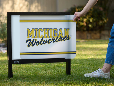 Michigan Wolverines White Yardsy Sign - Interchangeable