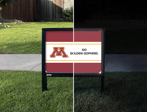 Minnesota Go Golden Gophers Maroon Yardsy Sign - Day Night