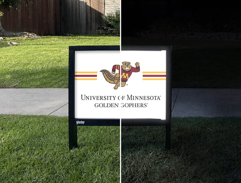 Minnesota Golden Gophers Stripes White Yardsy Sign - Day Night