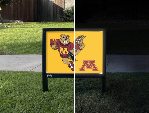 Minnesota Goldy Football Yardsy Sign - Day Night