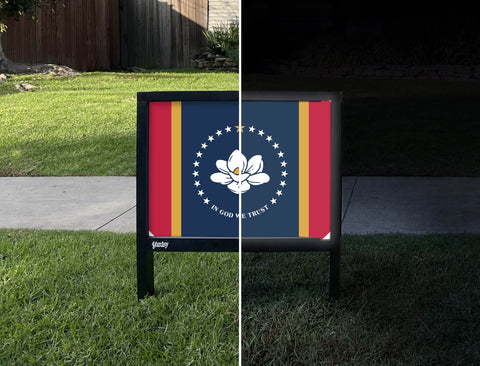 Mississippi State Flag Yardsy Sign - Day Night