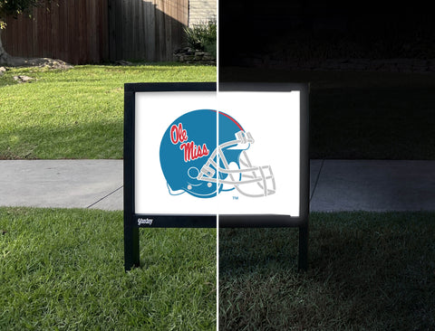 Mississippi Helmet Powder Blue White Yardsy Sign - Day Night