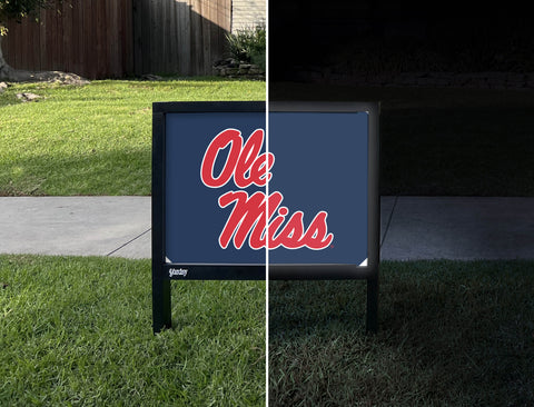 Mississippi Ole Miss Navy Yardsy Sign - Day Night