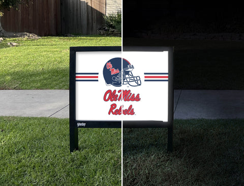 Mississippi Ole Miss Rebels Helmet White Yardsy Sign - Day Night