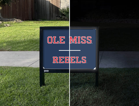 Mississippi Ole Miss Rebels Navy Blue Yardsy Sign - Day Night